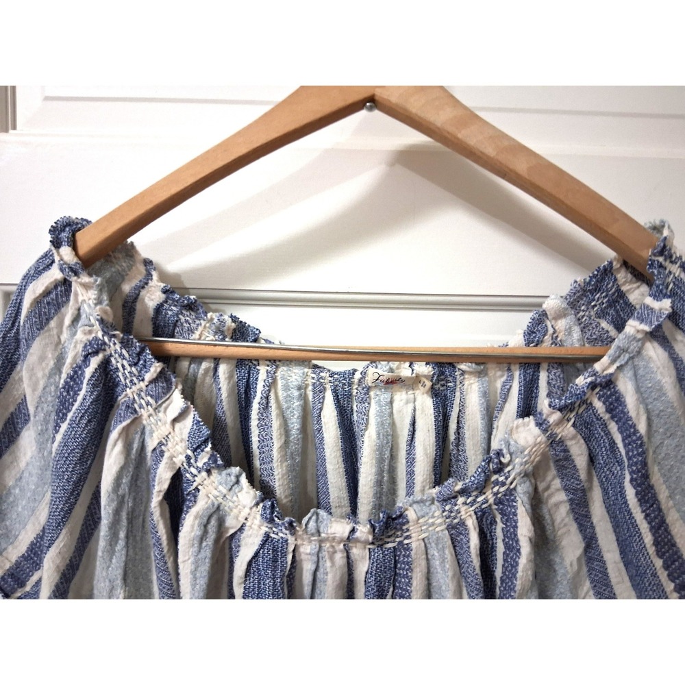 Faherty Annabelle Blue White Striped Peasant Top Short Flutter Sleeve Small - Picture 11 of 11